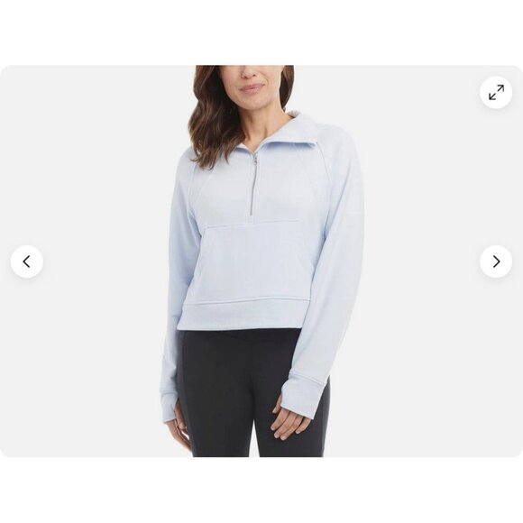 Danskin Mixed Rib Half Zip Jacket Women's Pullover  Halogen (Blue, Small) - Picture 1 of 2